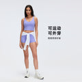 No awkward line yoga shorts, three-quarter length sports tight fitness pants, high waist hip lifting outdoor cycling pants d26096