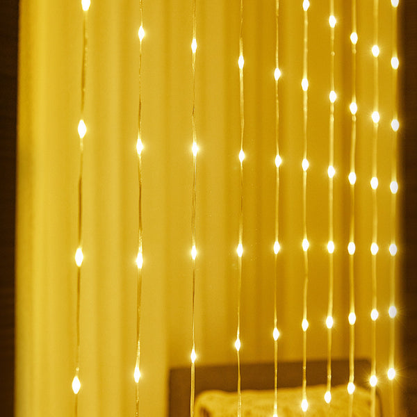 LED leather line curtain light usb remote control lantern string outdoor waterproof solar decorative light christmas window running water light
