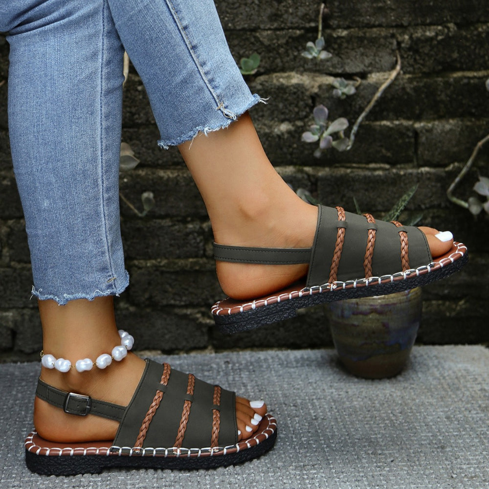 export plus size women's summer sandals - new one-strap buckle flat woven open-toe beach sandals