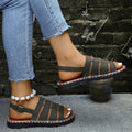 export plus size women's summer sandals - new one-strap buckle flat woven open-toe beach sandals