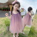 Girls'  new princess dress, stylish children's konjac purple dress, summer formal wear, baby dress, summer style