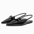 Summer new korean style women's black pointed-toe peep-toe ankle strap open-back french minimalist casual sandals, size 42