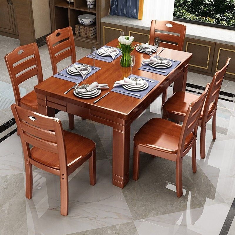 Quwang solid wood dining table and chair combination rectangular casual western dining table small apartment dining table chinoiseriefor home dining table