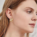 stainless steel gold and silver color matching geometric earrings textured earrings high-end earrings wholesale