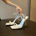 Black high heel sandals women's summer classic one-strap stiletto heels 2025 new arrivals - chic & sophisticated style