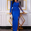 D190   foreign trade plus size women's clothing  new mesh panel evening gown long dress european and american style dress
