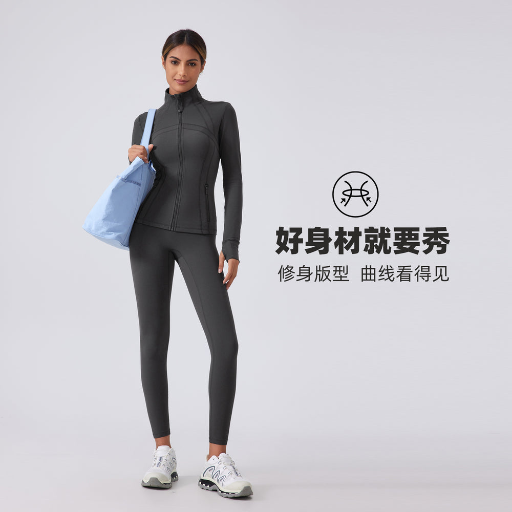 Autumn new yoga jacket women's running cycling sports long sleeve slim fit stand collar workout fitness apparel daw182