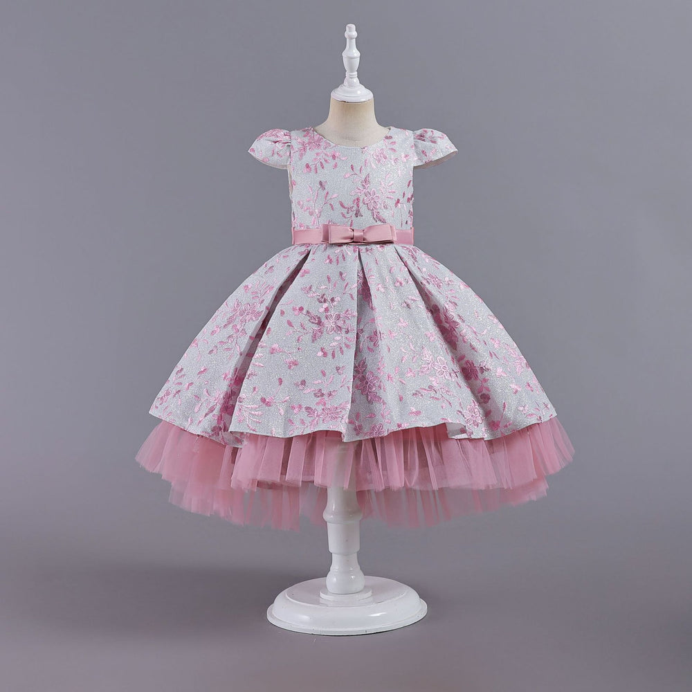 Export hot kids dress embroidered shiny princess dress female flower girl model catwalk dress girl dress