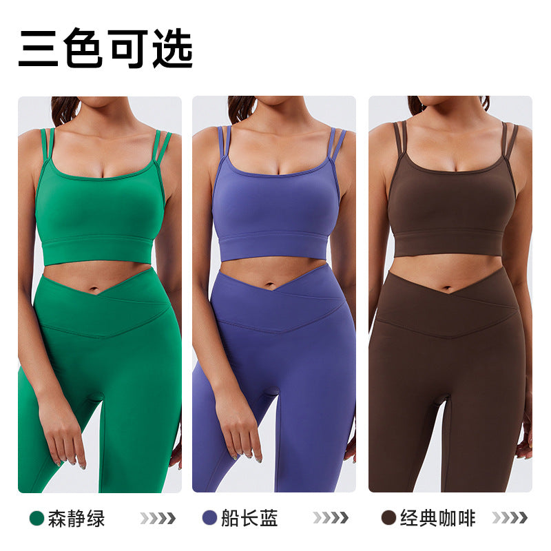Nylon fabric shoulder sports vest tight back yoga bra running fitness intimates women's cross-border exclusive supply