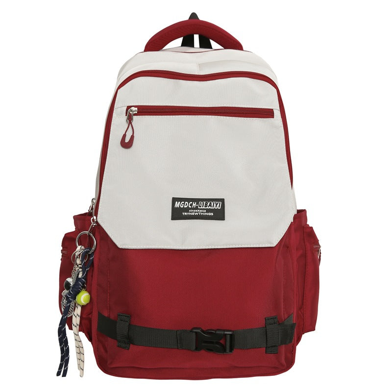 New spring and summer trend schoolbag junior high school backpack large capacity high school color matching outdoor travel computer bag