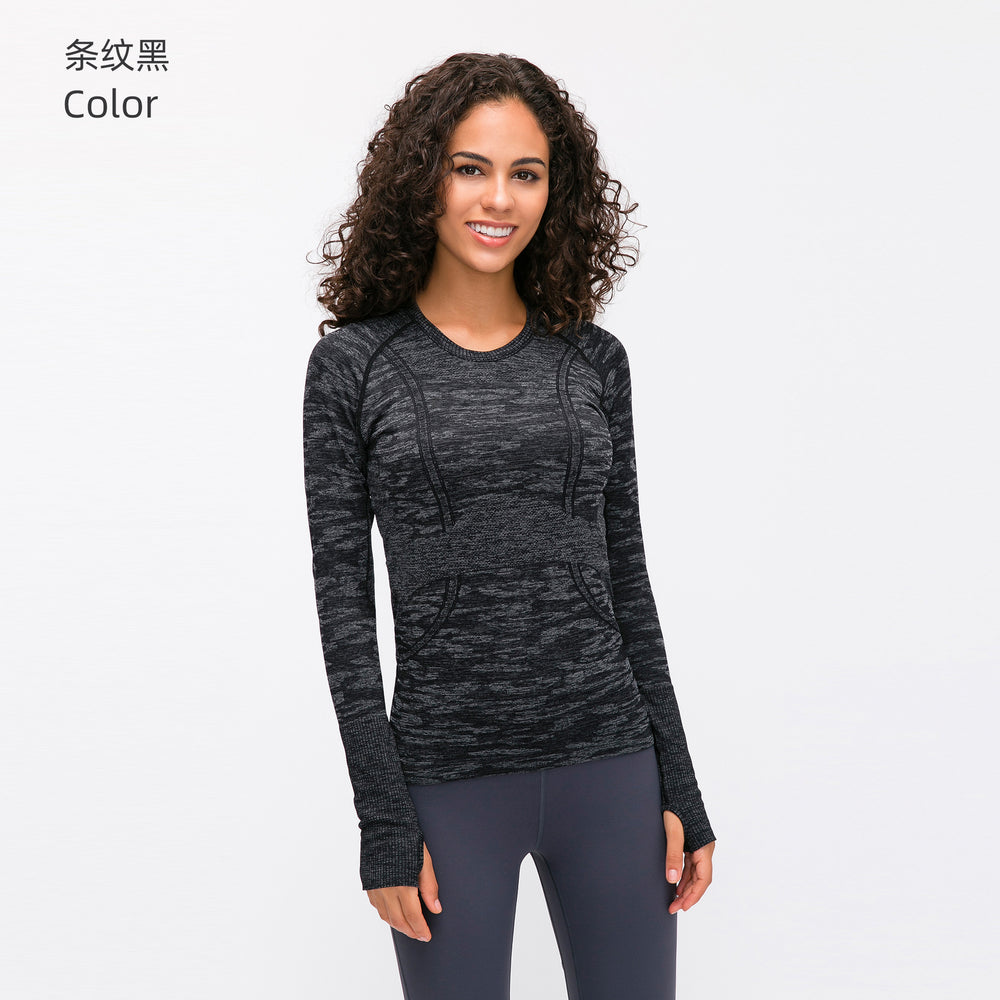 D19083: diqian apparel new seamless yoga top - women's long sleeve activewear for running, comfort, breathability, and fitness