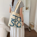 letterprinting nylon tote bag large capacity casualcontrast colorsatchel bag korean style simple canvas bag for women