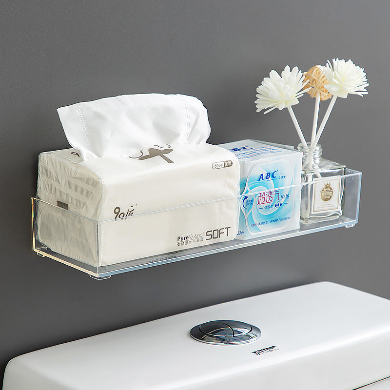 Shelf above the toilet in the bathroom Plastic multi-functional wall No punching sundries Paper towels Wall hanging storage box
