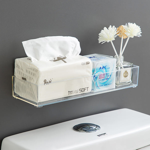 Shelf above the toilet in the bathroom Plastic multi-functional wall No punching sundries Paper towels Wall hanging storage box