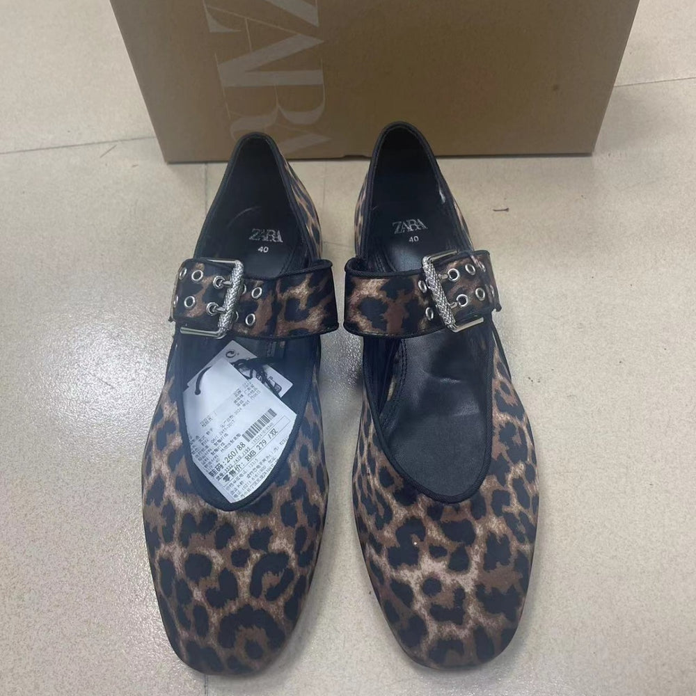 Za new 2024 autumn leopard print fashionable women's round toe flat shoes - stylish and minimalist flats