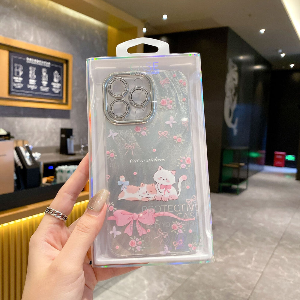 Fine hole feather yarn suitable for huawei honor 300 cartoon mobile phone case p70/nova8 all-inclusive lens film protective cover