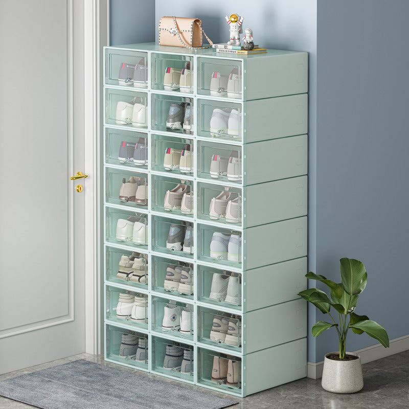 Folding shoe box household door shoe rack shoe storage box drawer type transparent shoe cabinet storage box saves space