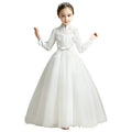 Girls' evening gown princess dress - long sleeve for little girls, perfect for hostesses, flower girls, runway shows, piano performances, flower girl events, and birthday celebrations