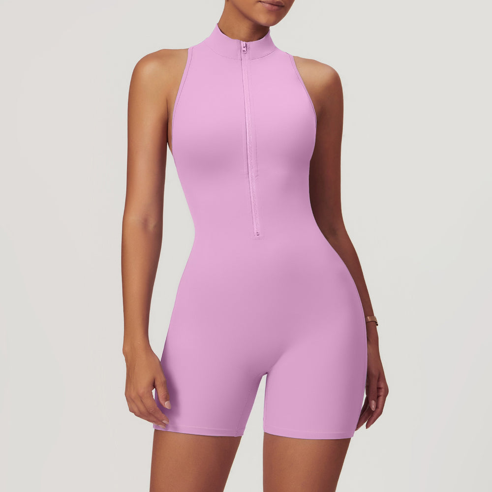 Spring high-intensity workout backless yoga bodysuit - zipper, barely-there feel, butt-lifting, tight-fitting gym suit for women 8594