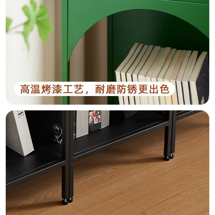 Creative iron bookshelf, floor-standing book and magazine rack for living room, corner bookcase, storage and display shelf, display cabinet