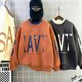 winter new arrival: mid-to-large size children's fleece-lined, extra-thick letter print trendy sweatshirt - boys' warm and cold-proof pullover