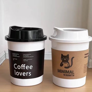 Original creative ins style coffee milk tea cup trash can large capacity lidless living room bedroom garbage basket
