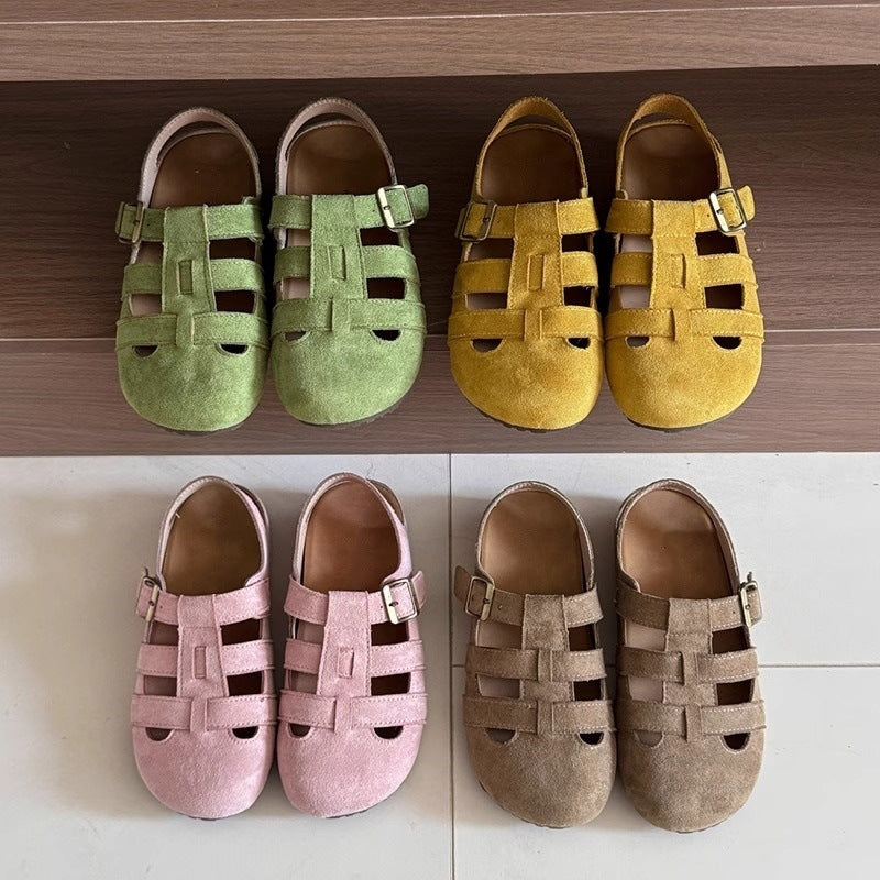 Retroniche stylecut out toe half slippers for women 2026 spring and summeroutwear one-leg thick sole ugly cute casual birkenstock shoes