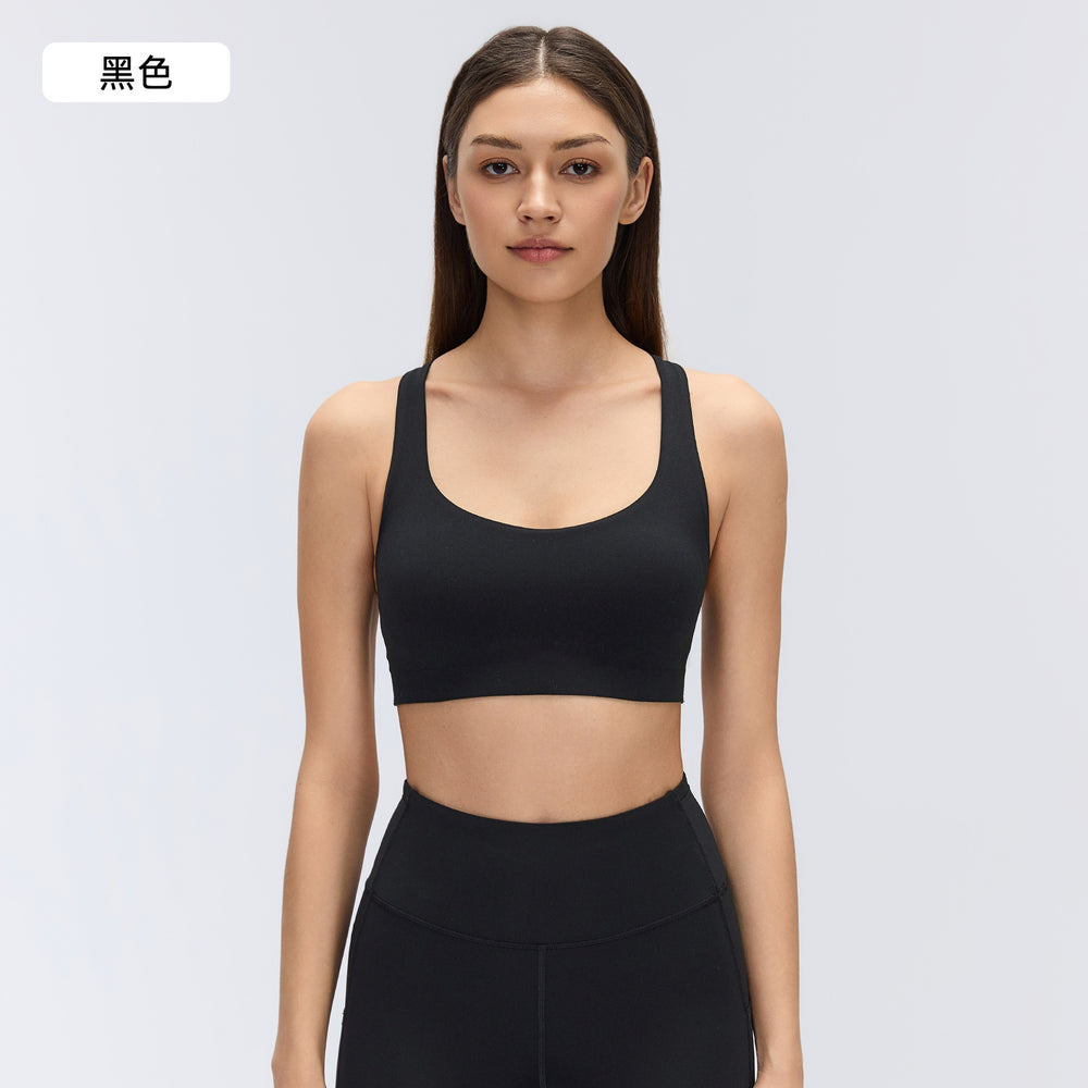 Sexy criss-cross back yoga bra - shockproof, push-up, skin-friendly, breathable running & fitness sports bra for women - d26057