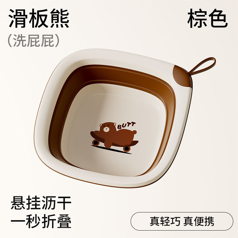 Collapsible kids' wash basin - portable newborn face wash basin - thickened plastic baby basin - household infant wash basin