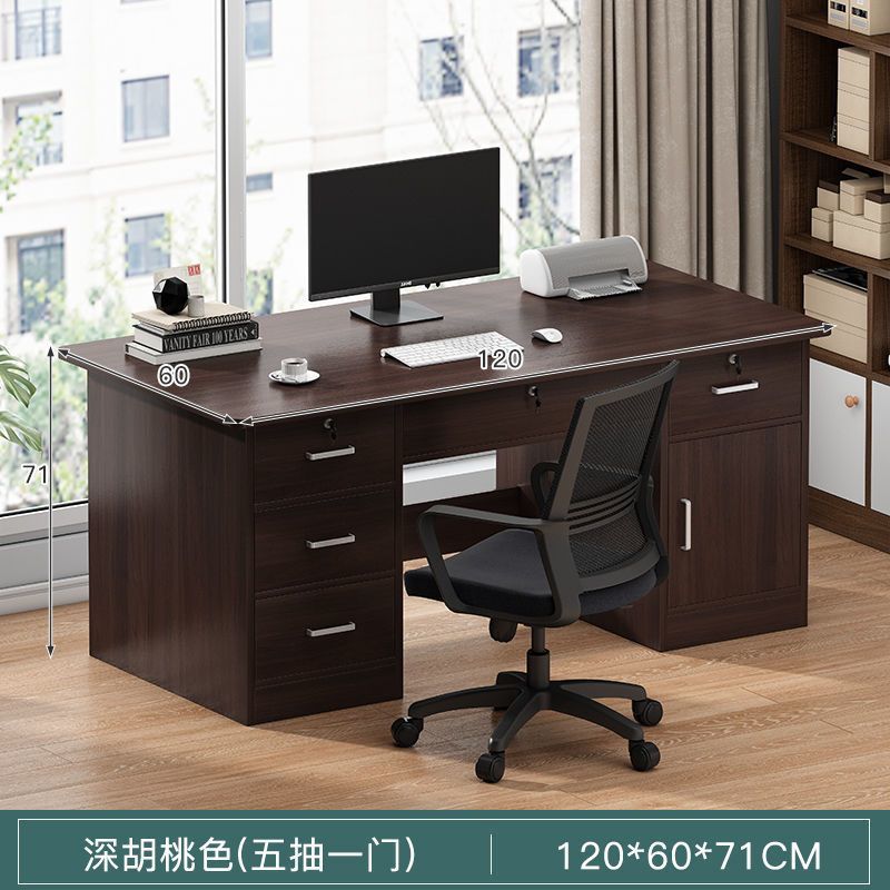 Computer desk set - modern minimalist home office desk and chair with drawer - single person office desk