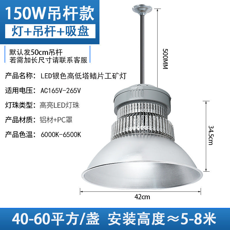 LED High Bay Light High Power Black Fin Workshop Warehouse Pendant Light Indoor Stadium Gymnasium Lighting