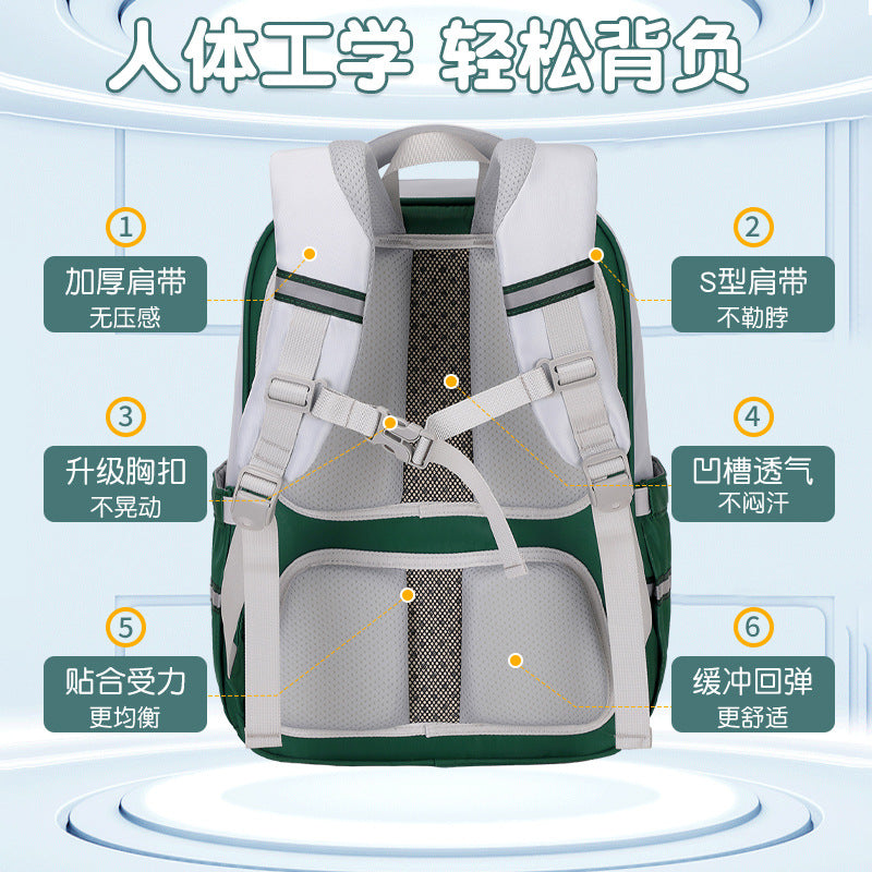Student schoolbag large capacity kids burden reduction spine protection british style backpack factory direct sales lightweight anti-hunchback