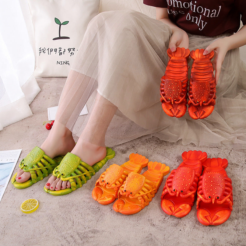 2025 new creative non-slip couple's slippers, parent-child cute lobster slippers, crayfish beach slippers