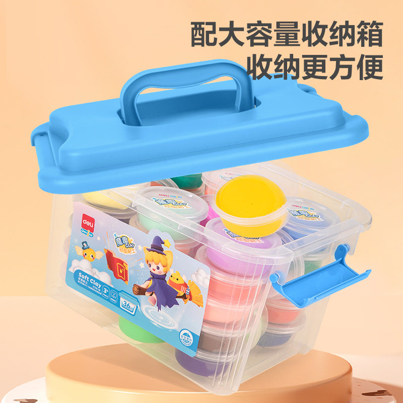 Deli Clay Kindergarten Plasticine 24 Colors Ultra Light Clay Tools Clay Toolbox Set Color Clay Set