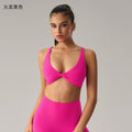 Fashion cross-border nude long sleeves yoga fitness suit women's back sports intimateshigh waist hip lifting tight nine-point pants