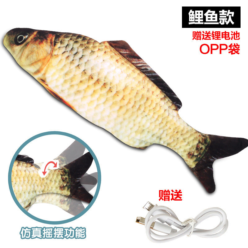【half price clearance】trending simulated fish electric wobbling fish jumping fish usb rechargeable carp pet cat toy