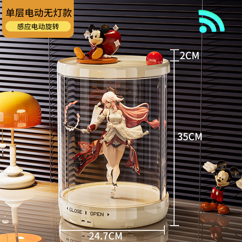 Rotating blind box display box labubu figure collection box dustproof transparent vinyl doll rabub display cabinet