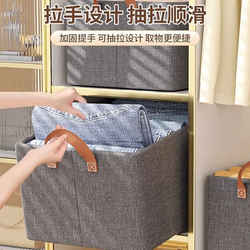 Clothes Storage Box Household Clothes Pants Organizing Box Dormitory Fabric Wardrobe Layered Storage Artifact Storage Basket