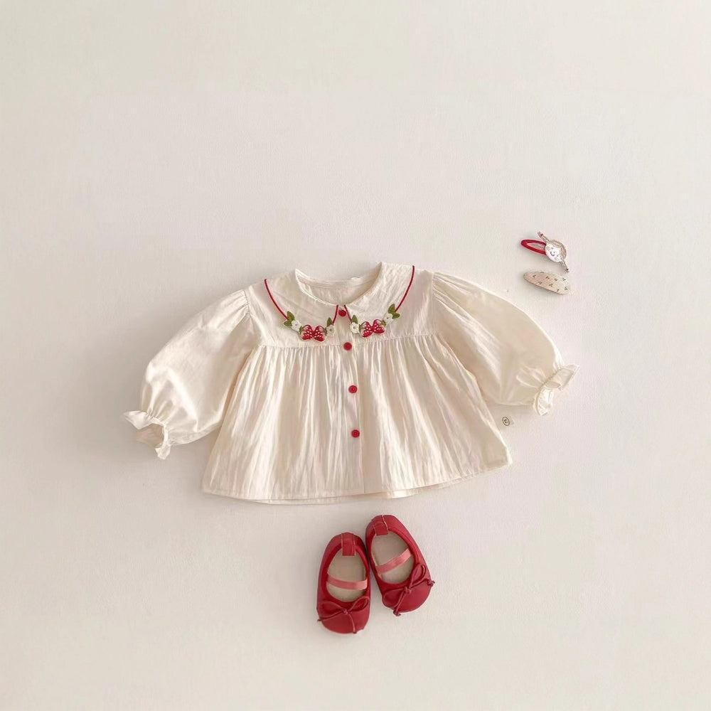 Girls' chic blouse - new  spring/autumn collection - korean style strawberry top - versatile blouse - sweet and stylish