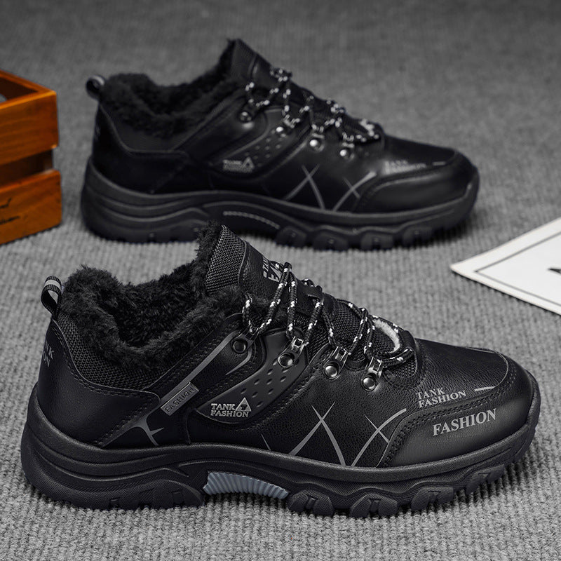 Autumn winter outdoor men's shoes waterproofnon-slipabrasion resistanthiking shoes middle-aged men heattechfleece-lined travel shoes sneakers