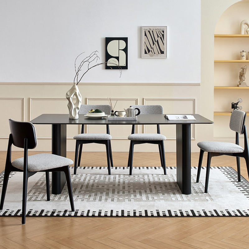 Foshan pure black slate dining table and chair set small apartment dining table for home restaurant rectangular shunde dining table