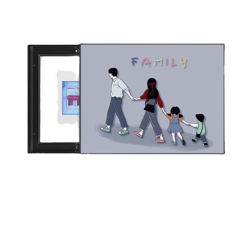 A family of four meter boxes, decorative paintings, non-punching distribution boxes, hanging paintings, occluding switch boxes, cartoon murals