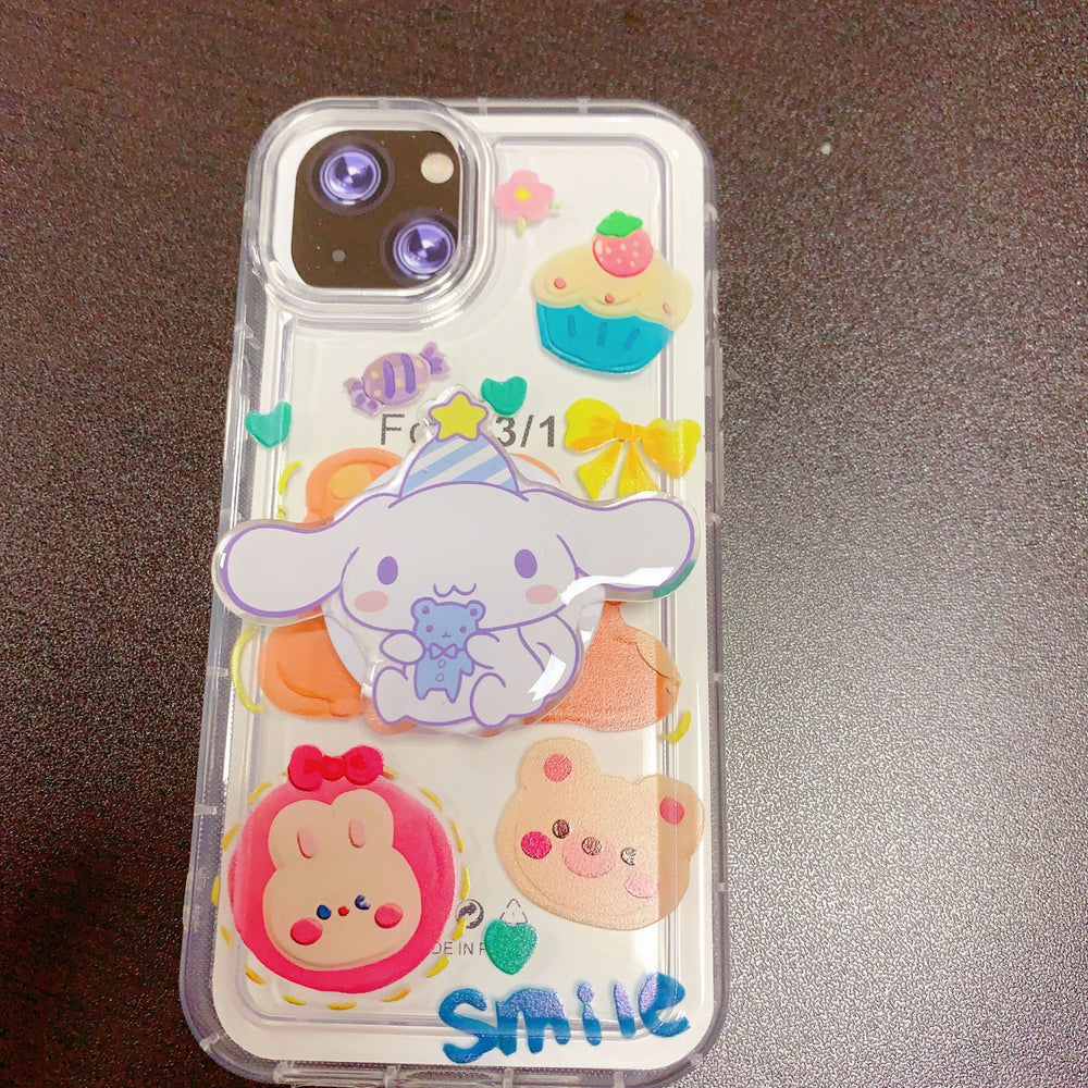 Creative desktop lazy stand melody kuromi/white rabbit/violent bear cartoon cute foldable mobile phone stand