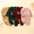 Export embroiderspring & falllove round neck infant kidsknitting one-piece pullover pure color khaki 028