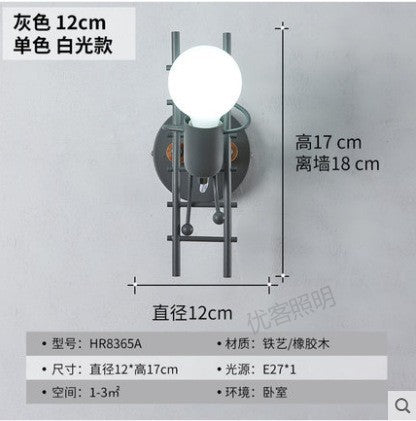 Cross-border  American industrial wind climbing stairs wall lamp creative bedroom bedside wall wrought iron villain wall lamp