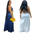 C6632 cross-border   fashion women's backless halter neck printed maxi dress