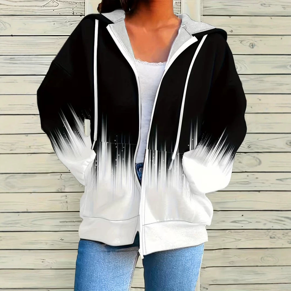 hot-selling plus-size women's zip-up hoodie, new casual long-sleeve hooded sweatshirt jacket, dropshipping available