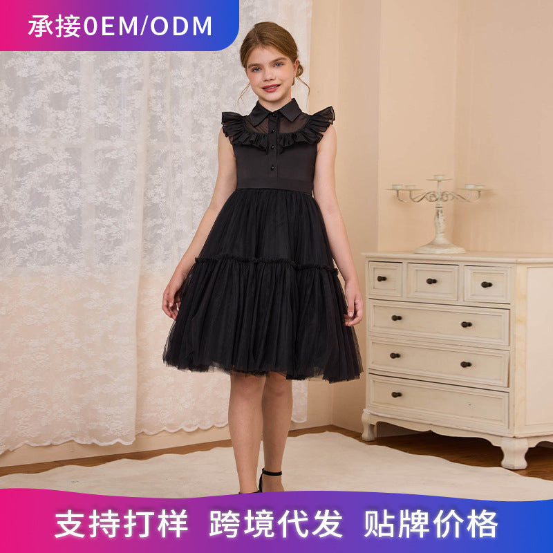personalized girldress small flying sleeve mesh princess dress little girl cake dress new arrival8y-12y