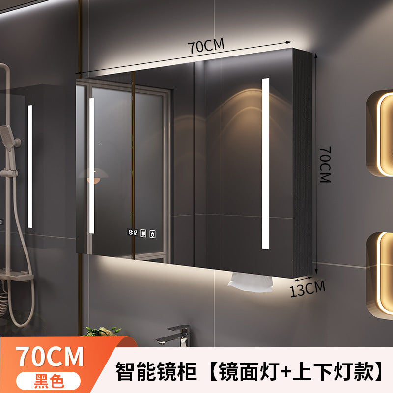 Smart bathroom mirror cabinet Wall-mounted with lamp defogging dressing Multi-layer solid wood storage cabinet Bathroom mirror cabinet