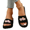 2024 summer women's butterfly & heart thick-soled fashionable versatile thong sandals - wearable outdoors, wedge heel beach slippers